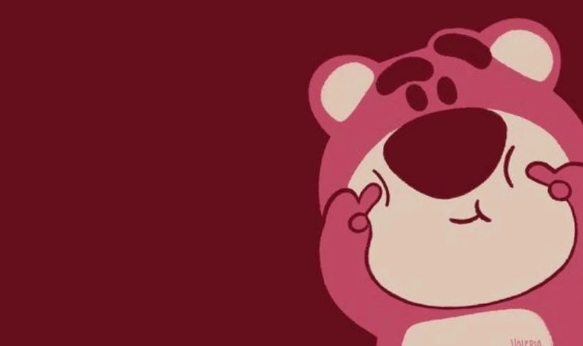 Hình nền Gấu Dâu Lotso trang trí cho máy tính với tông màu hồng chủ đạo