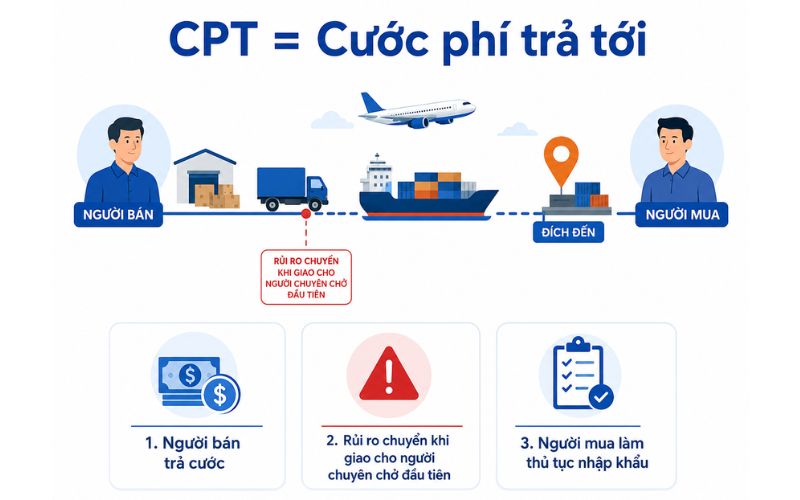 CPT là gì? Điểm chuyển rủi ro và trách nhiệm các bên