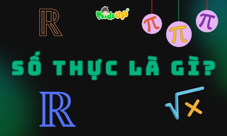 Hình ảnh minh họa trục số thực với các điểm số hữu tỉ và vô tỉ