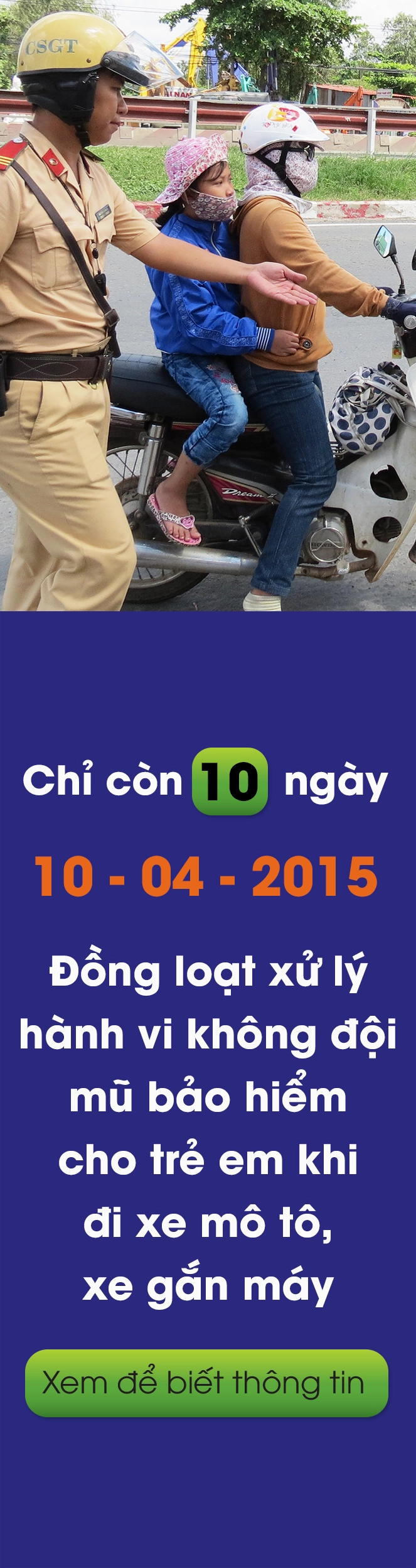 Hình ảnh tuyên truyền đội mũ bảo hiểm